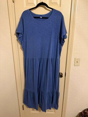 WASHED BLUE MAXI TIERED DRESS